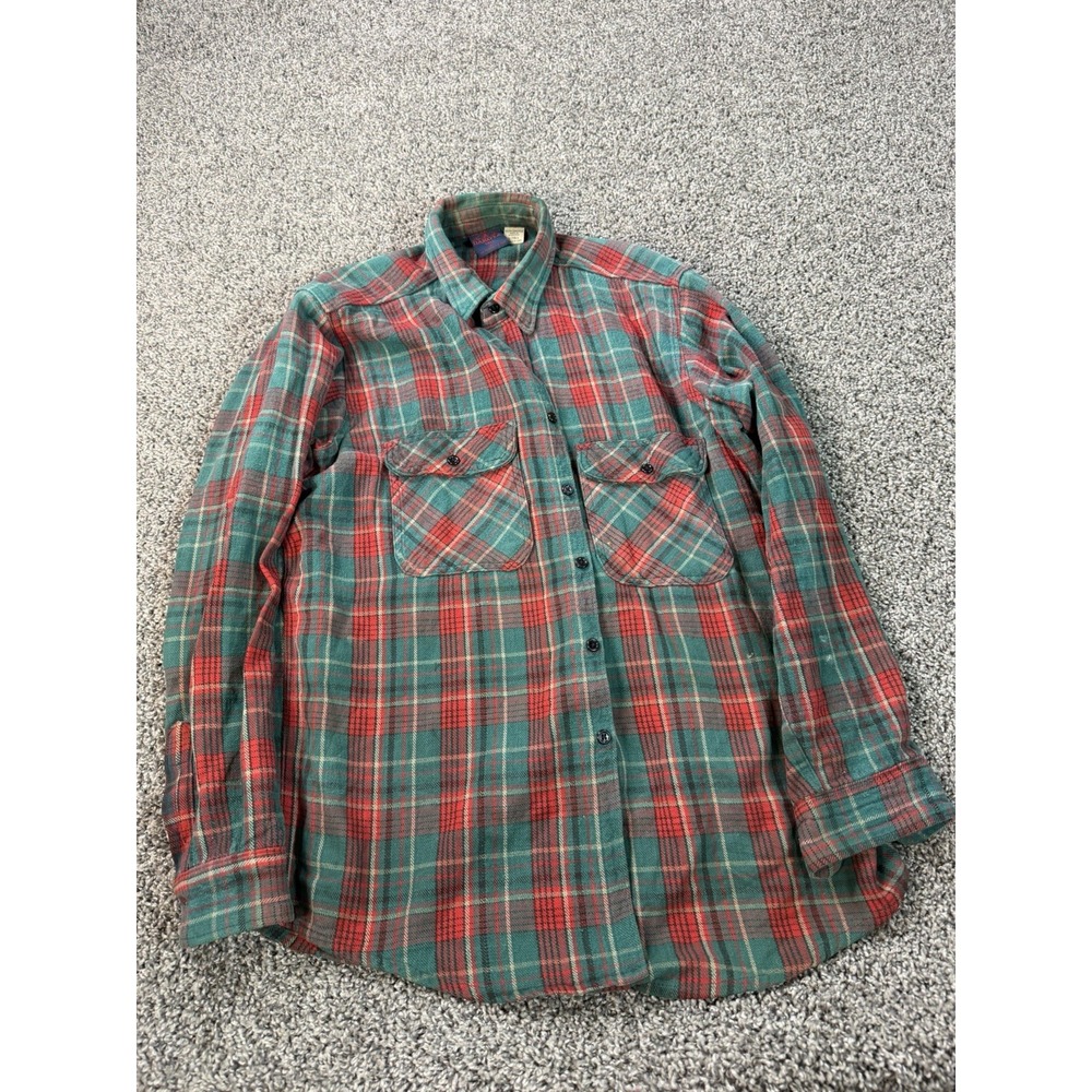 Vintage Dakota Five Brother Flannel Button Down Shirt Men's Size Large Green